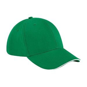 Beechfield Athleisure 6 Panel Baseball Cap / Kelly Green/White
